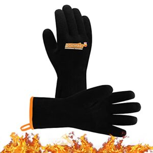 schwer odorless bbq grill gloves waterproof&oilproof 932°f heat resistant gloves barbecue grilling gloves for turkey fryer, smoker, baking, boiling, heat cooking （l）