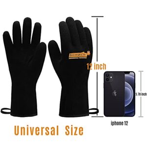 Schwer Odorless BBQ Grill Gloves Waterproof&Oilproof 932°F Heat Resistant Gloves Barbecue Grilling Gloves for Turkey Fryer, Smoker, Baking, Boiling, Heat Cooking （L）