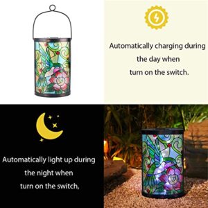 Afirst Hanging Solar Lantern - Decorative Outdoor Glass Solar Hummingbird Lights Waterproof LED Tabletop Lamp for Garden Yard Patio Decor