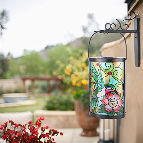 Afirst Hanging Solar Lantern - Decorative Outdoor Glass Solar Hummingbird Lights Waterproof LED Tabletop Lamp for Garden Yard Patio Decor