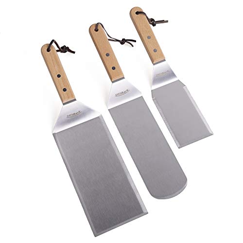 DflowerK Professional Metal Spatula Set Stainless Steel Griddle Scraper Oversized Hamburger Turner Flat Spatula Great for BBQ Cast Iron Griddle Grill