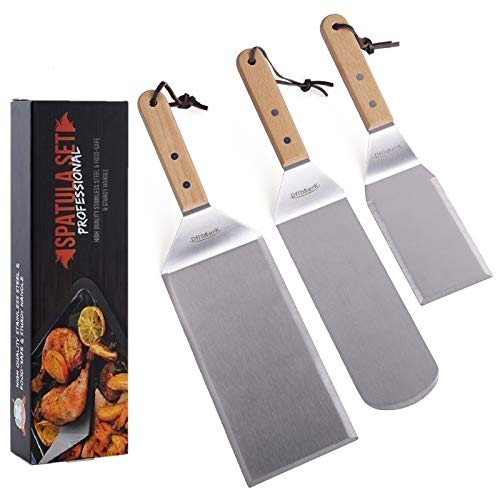 DflowerK Professional Metal Spatula Set Stainless Steel Griddle Scraper Oversized Hamburger Turner Flat Spatula Great for BBQ Cast Iron Griddle Grill