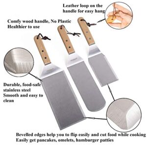 DflowerK Professional Metal Spatula Set Stainless Steel Griddle Scraper Oversized Hamburger Turner Flat Spatula Great for BBQ Cast Iron Griddle Grill