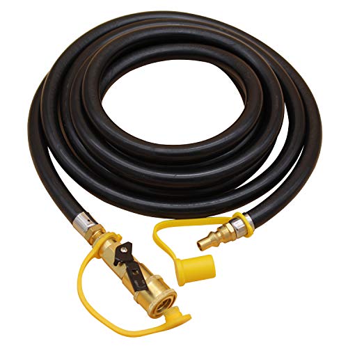 MENSI 12 Feet Propane Quick Connect Hose- 1/4” Female Socket with Safety Shutoff Valve & 1/4 Male Full Flow Plug for RV