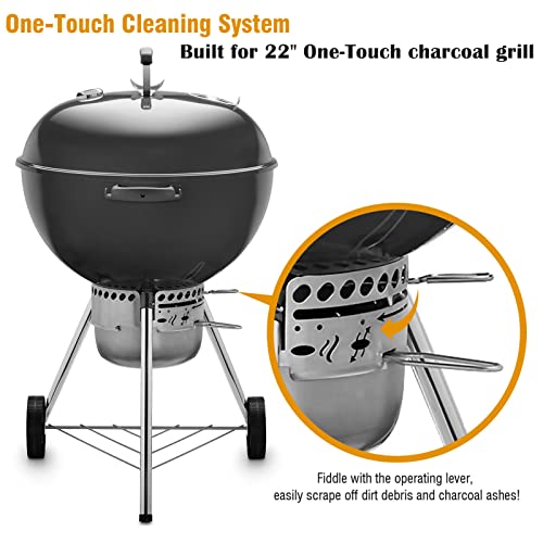 22-1/2-Inch One-Touch Cleaning System Kit for Weber Kettle Grills, Suitable Replacement Weber Grill Parts, Silver