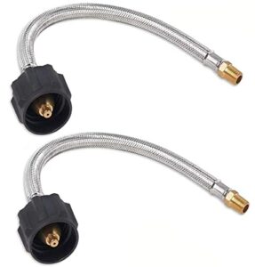 bbqzone propane hoses and fittings rv quick connect, 12-inch stainless braided rv propane hose connector, type 1 tank connection, 1/4 male npt, 2-pack