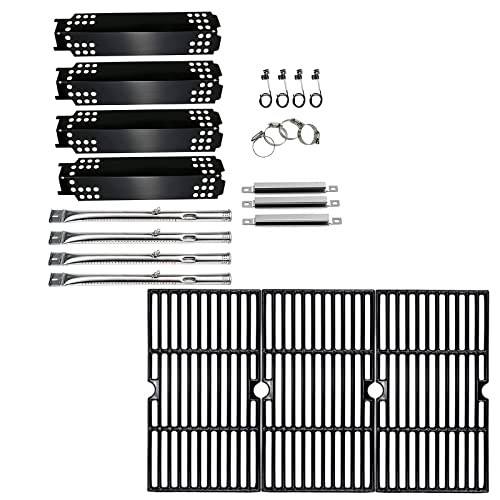 BBQMall Uniflasy Grill Parts Kit for Charbroil 463436215, 463436213, 463436214, 467300115, G432-001N-W1 G432-Y700-W1 G432-0096-W1 Grill Burner Tube Heat Plate Tent Cooking Grate Crossover Ignitior