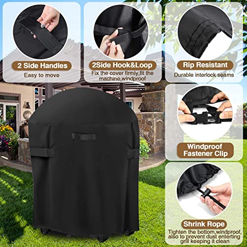 BBQ Cover Outdoor Dust Waterproof Weber Heavy Duty Grill Cover Rain Protective Outdoor Barbecue Cover Round (30'x35')