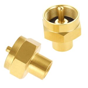 anptght 1lb propane gas bottle refill adapter with 1/4″ female npt thread 1-lb tank brass fitting grill stove connector, pack of 2