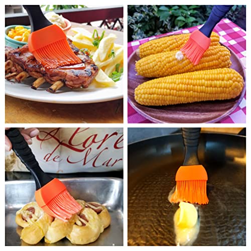 GK’s Premium BBQ Dream Set: 100% Mess Proof Silicone BBQ Smoker Gloves for BBQing All Day Plus Super Sharp Solid Meat Claws for Shredding Plus Silicone Basting Brush | Smoker Accessories for Men and Women (Orange)