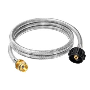 tiphope 6ft propane adapter hose stainless braided propane hose converts 1lb portable appliances to 5-40lb tanks,for buddy heaters,coleman camping stove