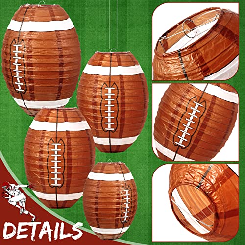 22 Pcs Football Paper Lanterns Football Hanging Decoration Paper Football Party Decor 12 Inch, 10 Inch, 8 Inch Decorative Sports Ball Lantern for Birthday Baby Shower Party Supplies