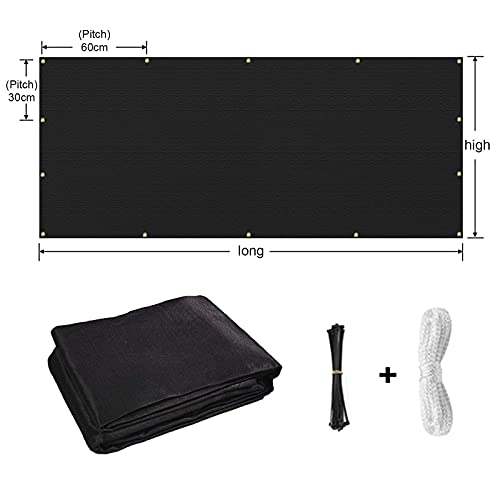 ALBN Fence Shade Net Cover Balcony Privacy Protective Screens 85% Blockage UV-Proof Metal Hole for Garden Patio Backyard HDPE with Cable Ties (Color : Black, Size : 0.9x11m)