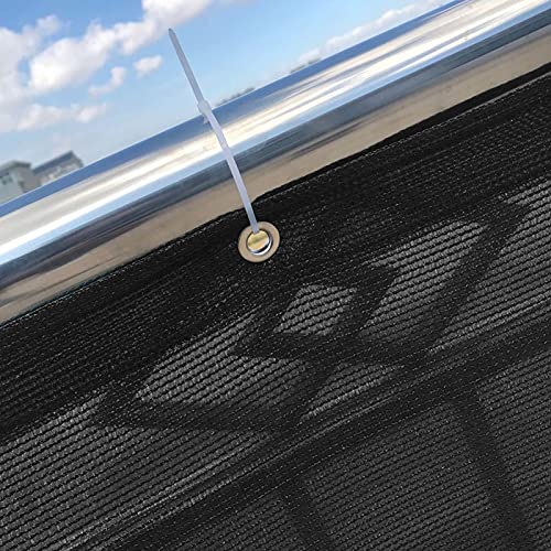 ALBN Fence Shade Net Cover Balcony Privacy Protective Screens 85% Blockage UV-Proof Metal Hole for Garden Patio Backyard HDPE with Cable Ties (Color : Black, Size : 0.9x11m)