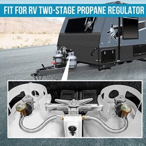 TIPHOPE 1/4" NPT RV Propane Pigtail Hose with Gauge,15 Inch Stainless Braided RV Gas Hose with 1/4" Male NPT & QCC1 Connector for Standard Two-Stage Regulator BBQ Camper Gas Grill,40Lb 250PSI(2 Pack)