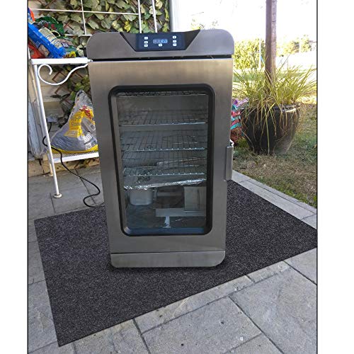 Electric Smoker Mat，Premium Oven Protective Mat—Protects wooden floors and outdoor terraces,Absorbent Material-Contains Smoker Splatter，Anti-Slip and Waterproof Backing，Washable (36" x 60")