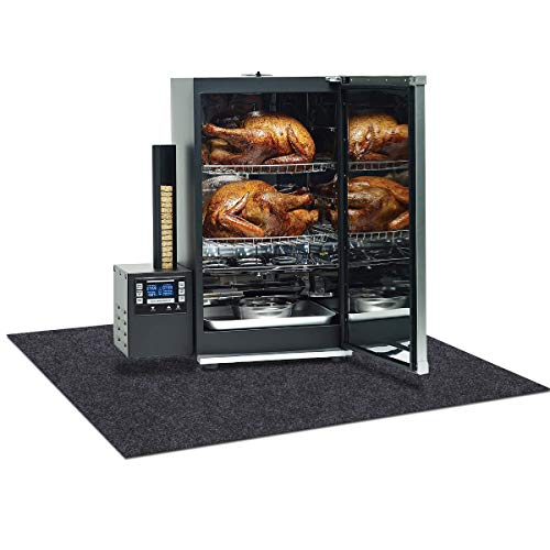 Electric Smoker Mat，Premium Oven Protective Mat—Protects wooden floors and outdoor terraces,Absorbent Material-Contains Smoker Splatter，Anti-Slip and Waterproof Backing，Washable (36" x 60")