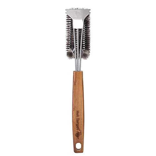 HOT Target 18" Super Sturdy Grill Brush and Scraper with Safe Extended Acacia Wooden Handle and Stainless-Steel Bristles No Scratch Cleaning for Any Grill: Char Broil & Ceramic