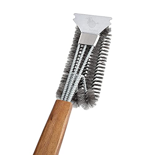 HOT Target 18" Super Sturdy Grill Brush and Scraper with Safe Extended Acacia Wooden Handle and Stainless-Steel Bristles No Scratch Cleaning for Any Grill: Char Broil & Ceramic