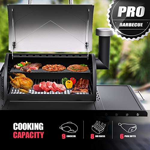 ASMOKE Pellet Grill, 700 sq in Wood Pellet Smoker Grill Combo for Outdoor Cooking, 8 in 1 portable Outdoor Grills & Smokers with Auto Temperature Control, Include 3 BBQ Grill Accessories