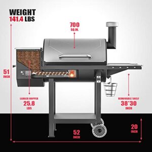 ASMOKE Pellet Grill, 700 sq in Wood Pellet Smoker Grill Combo for Outdoor Cooking, 8 in 1 portable Outdoor Grills & Smokers with Auto Temperature Control, Include 3 BBQ Grill Accessories