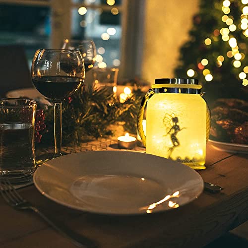 VOOKRY Solar Fairy Lantern Outdoor Fairy Decor White Frosted Glass Hanging Jar Solar Garden Lights Fairy Decorations 20 LEDs Warm White Waterproof for Yard, Path, Christmas, Party, Birthday, Gifts