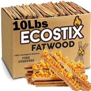 easygoproducts approx. 120 eco-stix fatwood fire starter kindling firewood sticks – 100% organic – firestarter for wood stoves, fireplaces, campfires, bonfires, year round, 10 pounds
