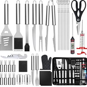 35Pcs BBQ Grill Accessories Tools Set, MCIRCO Heavy Duty Stainless Steel Grilling Tools with Portable Bag, Grill Mats, Thermometer for Backyard Barbecue, Camping, Gifts for Men Women