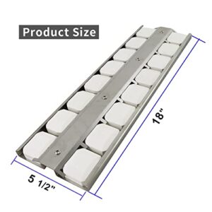 Plowo Grill Briquette Tray & Ceramic Briquettes Set for Viking Gas Grill Models, Stainless Steel Heat Plate, 18" x 5 1/2", Replaces Parts 032370-000