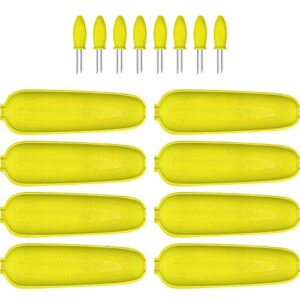 24 pieces corn cob holders and dish set corn on the cob skewer stainless steel skewer needle bbq tool and plastic corn tray