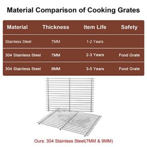 QuliMetal 7636 15.3“ Flavorizer Bars and 7639 Cooking Grates for Weber Spirit I and II 300 Series Grills with Front Controls