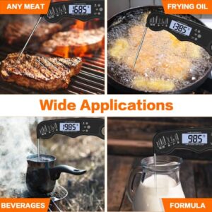 Digital Meat Thermometer, Umedo 2 in 1 Waterproof Instant Read Food Thermometer with Alarm Set, LCD Backlight & Calibration, Dual Probe Magnet Cooking Thermometer for BBQ, Candy, Liquid - Black