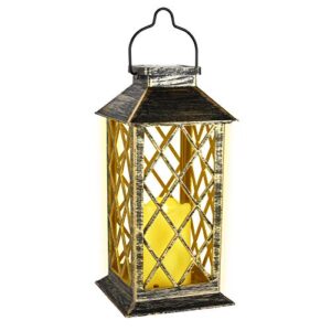 solar lantern, image solar outdoor lantern waterproof and durable, led flicking flameless candle mission lights, solar hanging lights for patio, pathway, yard and festival decoration amber yellow