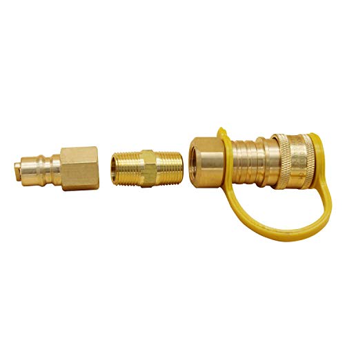 MENSI 3/8 Inch Natural Gas Quick Connect Fittings,LP Gas Propane Hose Quick Disconnect Kit with 3/8" Male Flare Adapter