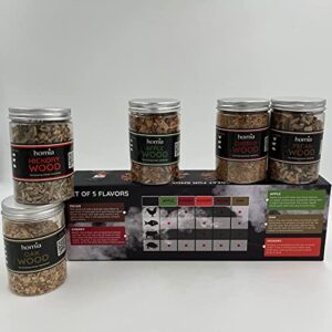 Cocktail Smoker Kit of Wood Chips, 5 pcs x 8.4 oz - Apple Wood, Cherry Wood, Hickory Wood, Pecan Wood, Oak Wood for Food Smoker for Smoking Infuser and Cocktail Smoker