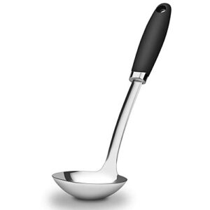 brushed stainless steel non-slip ergonomic handle ladle