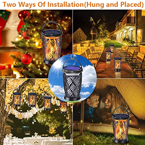 YoungPower Outdoor Solar Lanterns Dancing Flame Outdoor Hanging Lanterns Outdoor Decorative Lighting Heavy Duty Solar Powered Waterproof Umbrella Lights for Garden Patio Pathway Deck Yard, 1 Pack