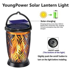 YoungPower Outdoor Solar Lanterns Dancing Flame Outdoor Hanging Lanterns Outdoor Decorative Lighting Heavy Duty Solar Powered Waterproof Umbrella Lights for Garden Patio Pathway Deck Yard, 1 Pack