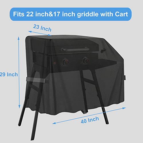 Griddle Cover 600D Heavy Duty for Blackstone 22 inch 17 inch Griddle with Hood and Stand, BBQ Gas Grill Cover Waterproof Windproof Weather Resistant for Outdoor, BBQ , Grilling, Camping
