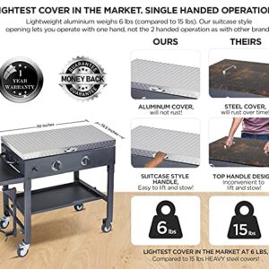 Griddle Cover 36" and 28" Works for Blackstone Griddle Cover 36 &28 inch Waterproof Diamond Plated Lightweight Aluminum Hard Top Lid with Stainless Steel Handle for Outdoor BBQ Hood Grill Accessories