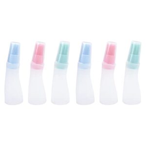 happyyami clear container 6pcs silicone oil bottle brush portable bbq pastry basting brush oil honey sauce bottle brush for cooking grill barbecue baking tools mixed color silicone bbq brush