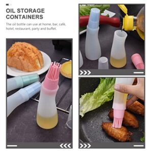 Happyyami Clear Container 6Pcs Silicone Oil Bottle Brush Portable BBQ Pastry Basting Brush Oil Honey Sauce Bottle Brush for Cooking Grill Barbecue Baking Tools Mixed Color Silicone BBQ Brush