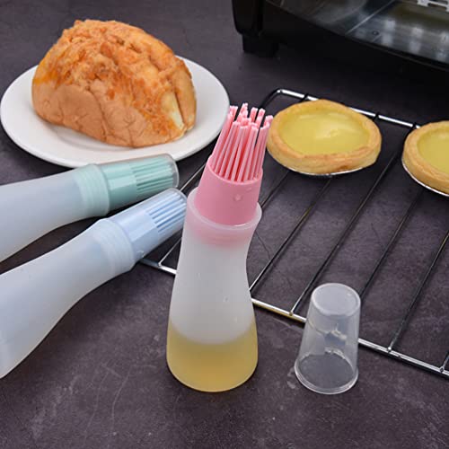 Happyyami Clear Container 6Pcs Silicone Oil Bottle Brush Portable BBQ Pastry Basting Brush Oil Honey Sauce Bottle Brush for Cooking Grill Barbecue Baking Tools Mixed Color Silicone BBQ Brush