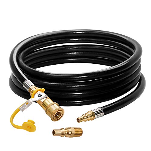 GASLAND 12 FT Low Pressure Propane Quick Connect Hose, RV Propane Quick Connect Hose, Quick Disconnect Propane Hose Extension with 1/4” Safety Shutoff Valve and Male Full Flow Plug, CSA Certified