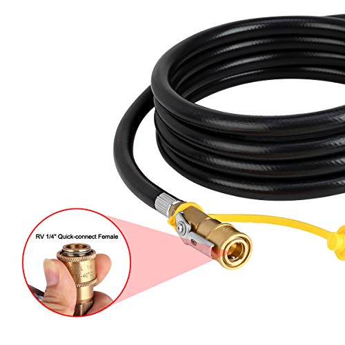 GASLAND 12 FT Low Pressure Propane Quick Connect Hose, RV Propane Quick Connect Hose, Quick Disconnect Propane Hose Extension with 1/4” Safety Shutoff Valve and Male Full Flow Plug, CSA Certified