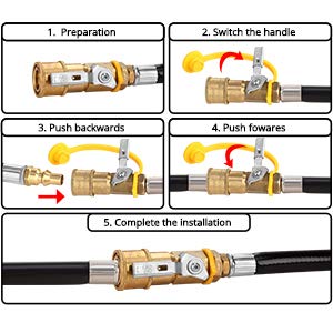 GASLAND 12 FT Low Pressure Propane Quick Connect Hose, RV Propane Quick Connect Hose, Quick Disconnect Propane Hose Extension with 1/4” Safety Shutoff Valve and Male Full Flow Plug, CSA Certified