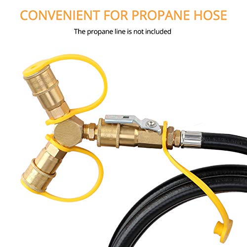 GASLAND 12 FT Low Pressure Propane Quick Connect Hose, RV Propane Quick Connect Hose, Quick Disconnect Propane Hose Extension with 1/4” Safety Shutoff Valve and Male Full Flow Plug, CSA Certified