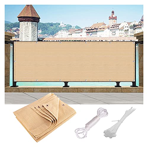 WUZMING Garden Balcony Screen Privacy Protection Windshield UV Protection Fence Yard Wall Privacy Protection Shade Net Including Rope and Tie (Color : Beige, Size : 70x700cm)