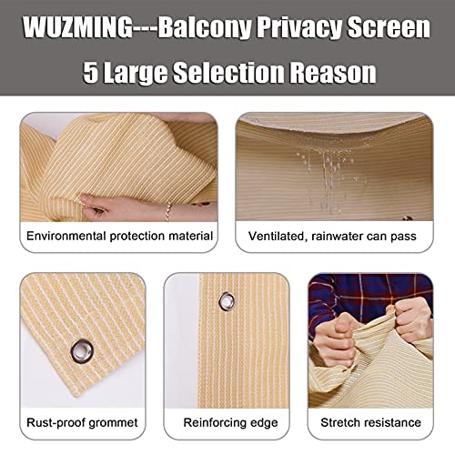 WUZMING Garden Balcony Screen Privacy Protection Windshield UV Protection Fence Yard Wall Privacy Protection Shade Net Including Rope and Tie (Color : Beige, Size : 70x700cm)