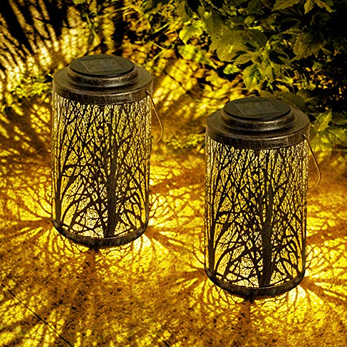 Hanging Solar Lights Outdoor - Solar Lanterns Garden Solar Patio Table Lamps Decorative SUNWIND 2 Pack for Garden, Backyard, Tree, Porch, Wall, Fence